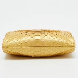 Chanel Gold Python Kiss Lock Frame Clutch