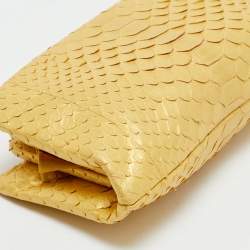Chanel Gold Python Kiss Lock Frame Clutch