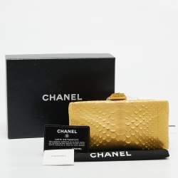 Chanel Gold Python Kiss Lock Frame Clutch