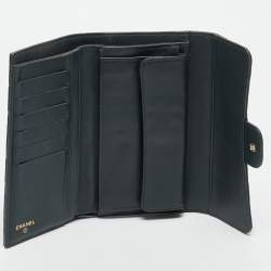 Chanel Grey Quilted Leather Classic Flap Trifold Wallet