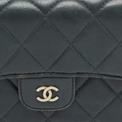 Chanel Grey Quilted Leather Classic Flap Trifold Wallet