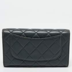 Chanel Grey Quilted Leather Classic Flap Trifold Wallet