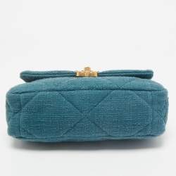 Chanel Dark Green Quilted Tweed Small 19 Flap Bag