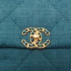 Chanel Dark Green Quilted Tweed Small 19 Flap Bag