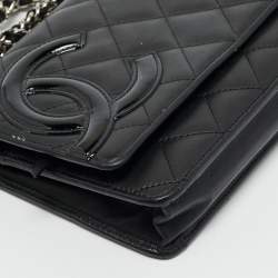 Pre Owned Chanel Black Quilted Leather Cambon Ligne Wallet on Chain