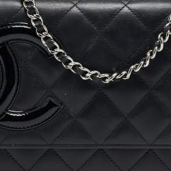 Pre Owned Chanel Black Quilted Leather Cambon Ligne Wallet on Chain
