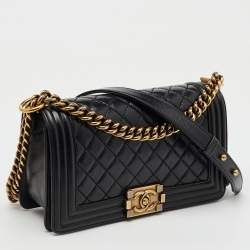 Chanel Black Quilted Leather Medium Boy Flap Bag