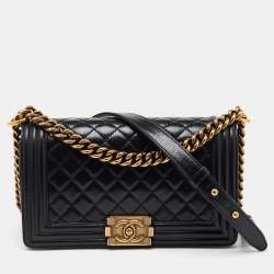 Chanel Black Quilted Leather Medium Boy Flap Bag