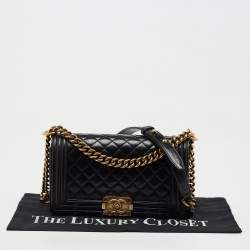 Chanel Black Quilted Leather Medium Boy Flap Bag