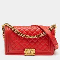 Chanel Orange Quilted Leather Medium Boy Flap Bag