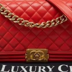 Chanel Orange Quilted Leather Medium Boy Flap Bag