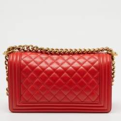 Chanel Orange Quilted Leather Medium Boy Flap Bag