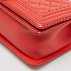 Chanel Orange Quilted Leather Medium Boy Flap Bag