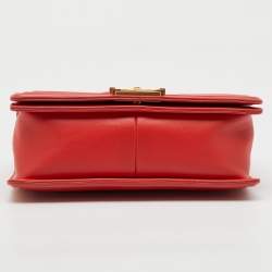 Chanel Orange Quilted Leather Medium Boy Flap Bag