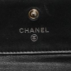 Chanel Black Chevron Leather CC Compact Wallet