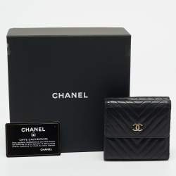 Chanel Black Chevron Leather CC Compact Wallet