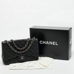 Chanel Black Quilted Caviar Leather Jumbo Classic Single Flap Bag