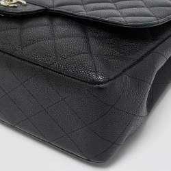 Chanel Black Quilted Caviar Leather Jumbo Classic Single Flap Bag