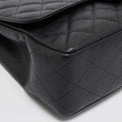 Chanel Black Quilted Caviar Leather Jumbo Classic Single Flap Bag