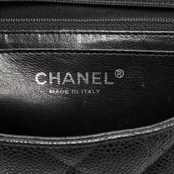 Chanel Black Quilted Caviar Leather Jumbo Classic Single Flap Bag