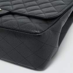Chanel Black Quilted Caviar Leather Jumbo Classic Single Flap Bag