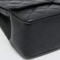 Chanel Black Quilted Caviar Leather Jumbo Classic Single Flap Bag