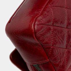 Pre Owned Chanel Red Medium Glazed Calfskin Duo Color Flap