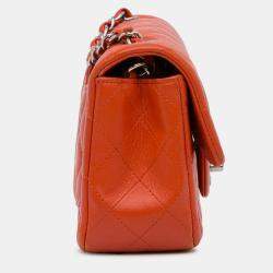 Chanel Orange Mini Rectangular Classic Lambskin Single Flap