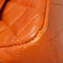 Chanel Orange Mini Rectangular Classic Lambskin Single Flap