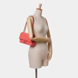 Chanel Red Medium Classic Chevron Lambskin Double Flap