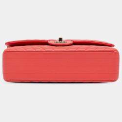 Chanel Red Medium Classic Chevron Lambskin Double Flap
