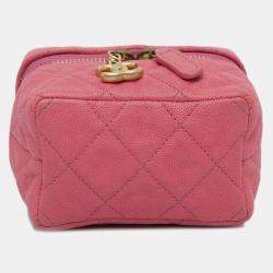 Chanel Pink Micro Caviar Chain Vanity Bag