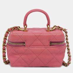 Chanel Pink Micro Caviar Chain Vanity Bag
