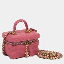 Chanel Pink Micro Caviar Chain Vanity Bag