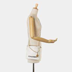 Chanel White Mini Shiny Calfskin 22 Hobo