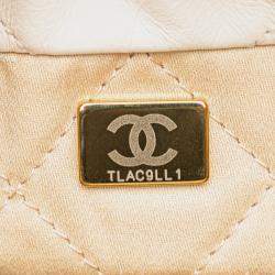 Chanel White Mini Shiny Calfskin 22 Hobo