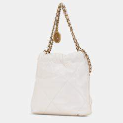 Chanel White Mini Shiny Calfskin 22 Hobo