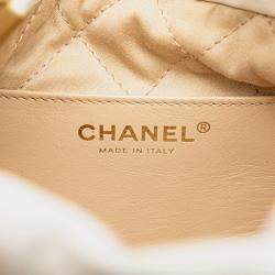 Chanel White Mini Shiny Calfskin 22 Hobo