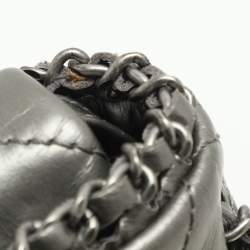 Pre Owned Chanel Silver Quilted Crinkled Leather Mini Chain Me Bag
