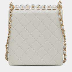 Chanel White Small Chic Pearls Flap