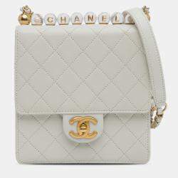 Chanel White Small Chic Pearls Flap