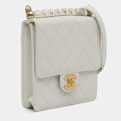 Chanel White Small Chic Pearls Flap