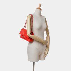Chanel Red Medium Classic Chevron Lambskin Double Flap