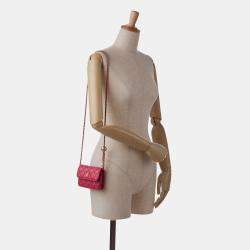Chanel Red Mini CC Matelasse Pearl Crush Lambskin Crossbody Bag