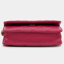 Chanel Red Mini CC Matelasse Pearl Crush Lambskin Crossbody Bag