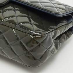 Chanel Teal Blue Quilted Patent Leather Medium Classic Double Flap Bag