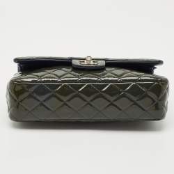 Chanel Teal Blue Quilted Patent Leather Medium Classic Double Flap Bag