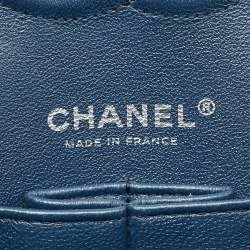 Chanel Teal Blue Quilted Patent Leather Medium Classic Double Flap Bag
