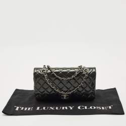 Chanel Teal Blue Quilted Patent Leather Medium Classic Double Flap Bag