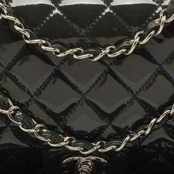 Chanel Teal Blue Quilted Patent Leather Medium Classic Double Flap Bag